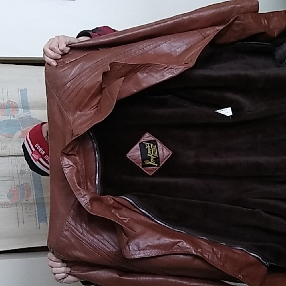 Men's XXL leather coat by imperial color is brown